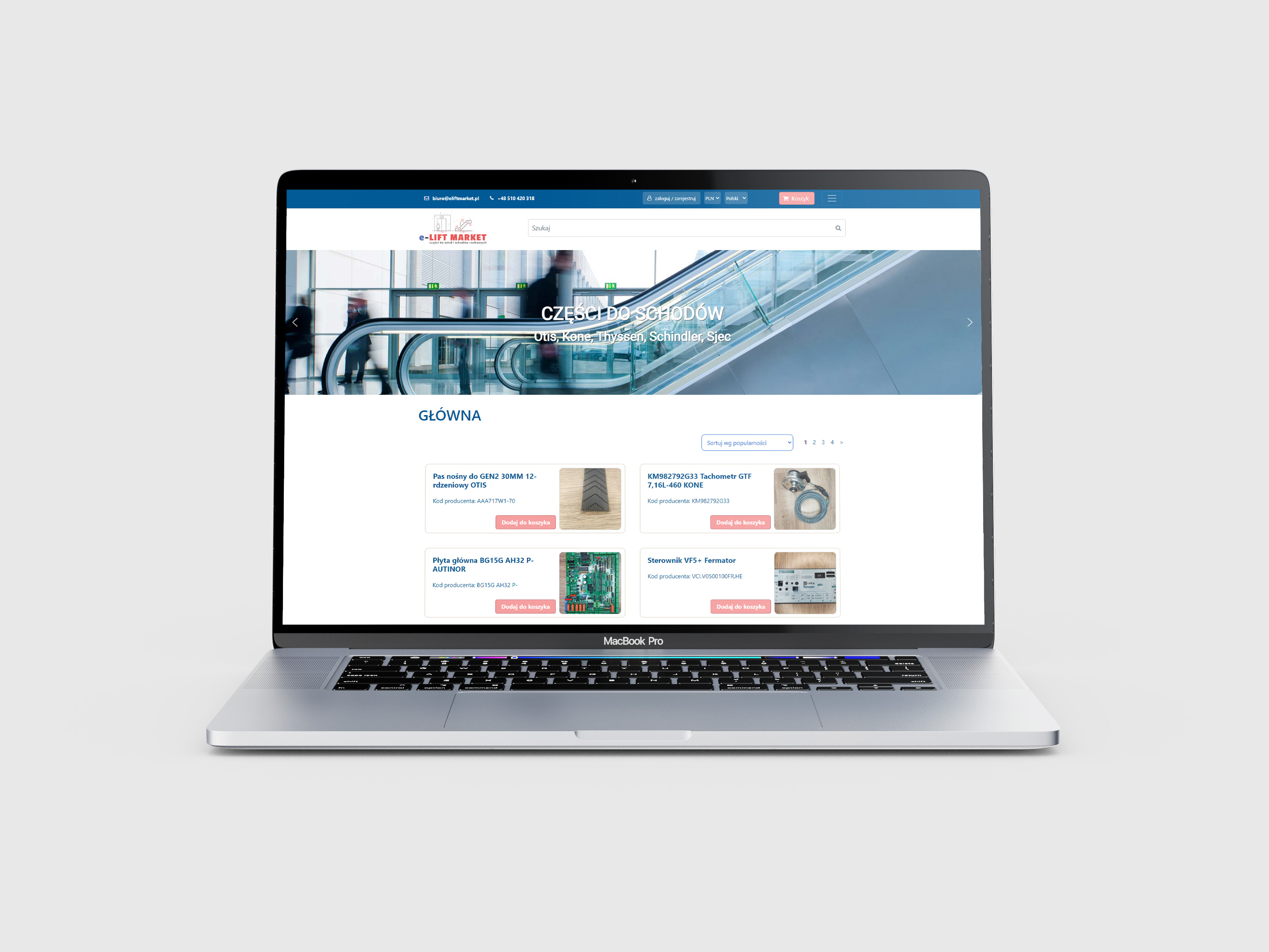 Sklep z czÄÅciami do wind i schodów ruchomych | e-lift Market Strony internetowe Warszawa | Strony www Warszawa